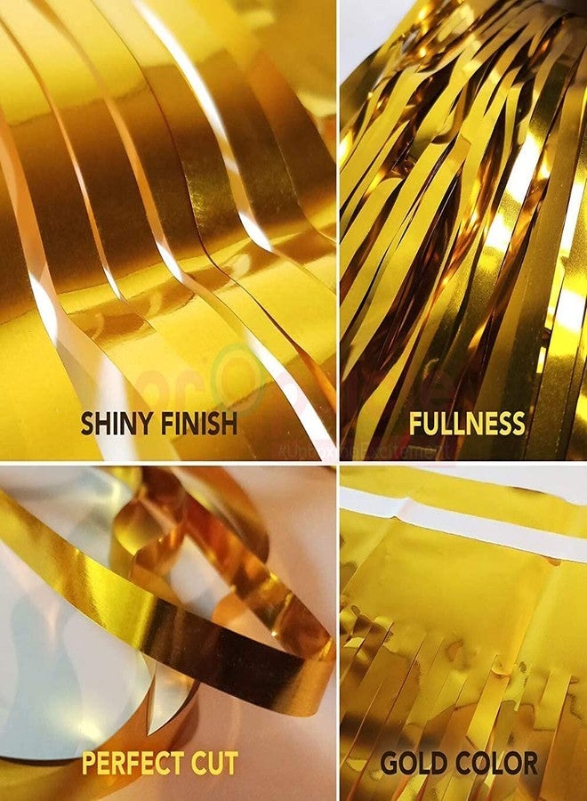 Propsicle Golden Foil Fringe Curtains 4 Pcs (3ft x 6ft) - Shimmer Backdrop for Birthday, Anniversary, Bachelorette, Baby Shower & Party Decoration - Image 5